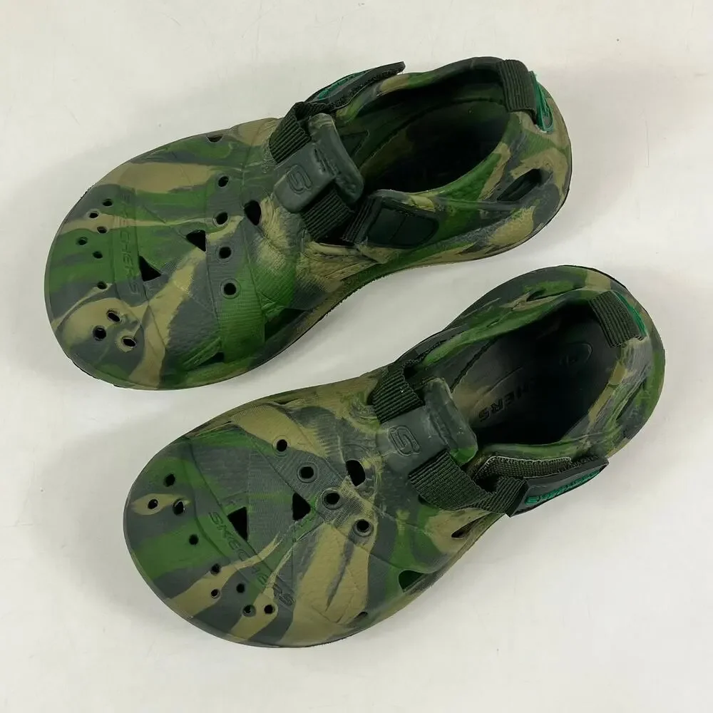 Skechers Clog Sandal Foamies Koolers Swurlz Sz13 Green Camo Water Shoes Slip On